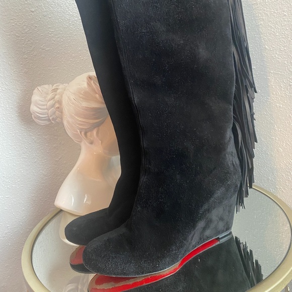 Louboutin Pouliche Suede Fringe boots - Picture 6 of 9